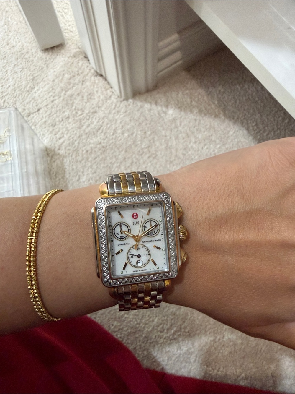 Michele Two Tone Chronograph Diamond Watch